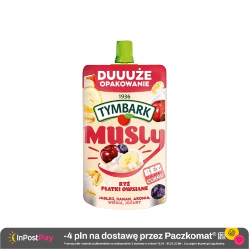 Tymbark Musly ryż płatki owsiane jabłko banan aronia wiśnia jogurt 170 g.jpg