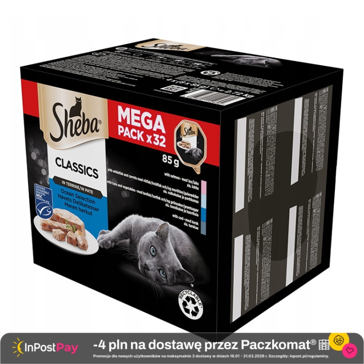 Sheba Classics Karma dla kotów Rybne smaki w pasztecie 85 g x 32 sztuki.jpg
