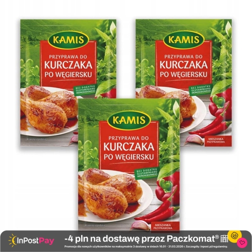 Kamis Przyprawa do kurczaka po węgiersku Mieszanka przyprawowa 25 g x 3 sztuki.jpg