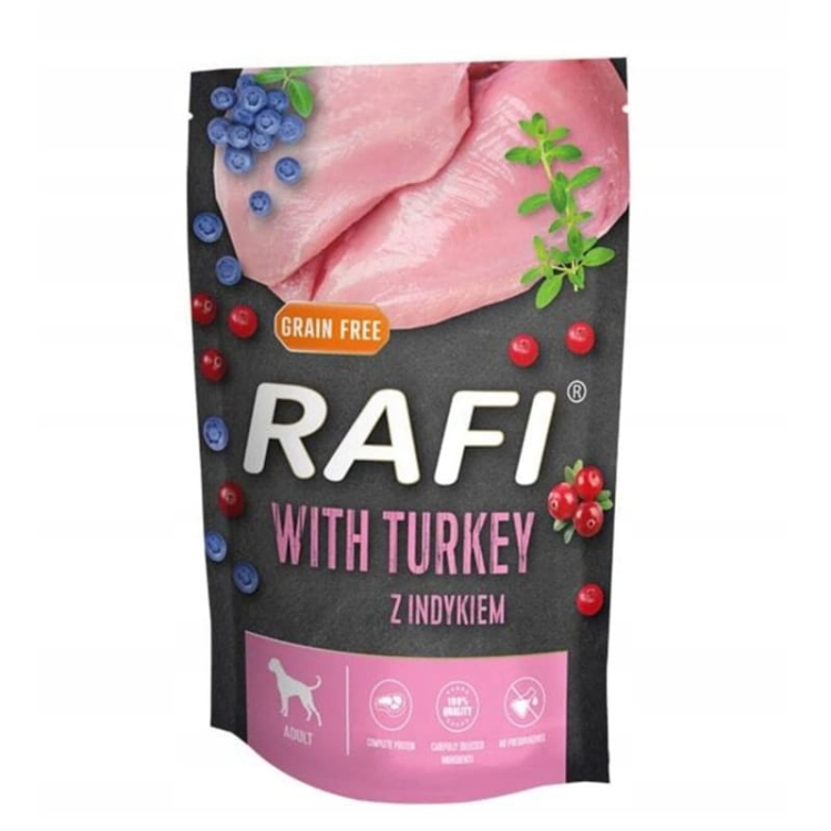 Rafi Mokra Karma dla psów z indykiem 500 g.jpg