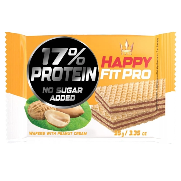 Flis Happy Fit Pro wafelek bez dodatku cukru o smaku orzeszków arachidowych 95 g.jpg