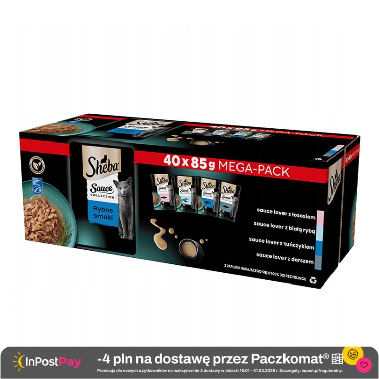 SHEBA Sauce Collection Rybne Smaki w sosie mokra karma dla kotów w saszetkach 85 g x 40 sztuk.jpg