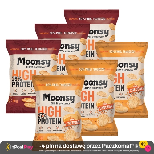Moonsy Chipsy z soczewicy o smaku Barbecue & Cheddar 60 g x 6 sztuk.jpg