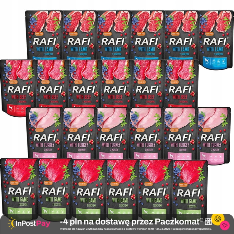 Dolina Noteci Rafi karma dla psów Mix smaków 300 g x 24 sztuk.jpg