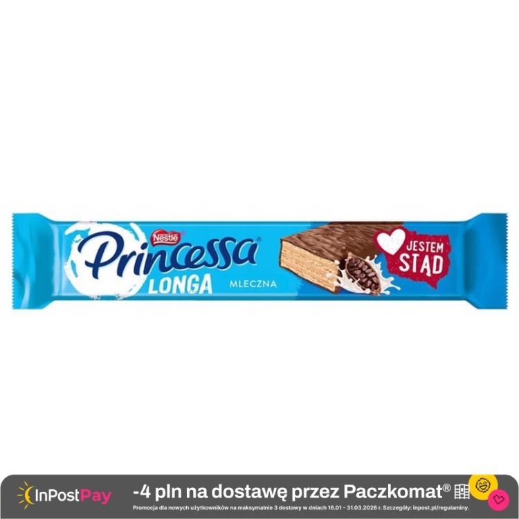 Princessa Longa Wafel przekładany kremem kakaowym oblany mleczną czekoladą 40 g.jpg