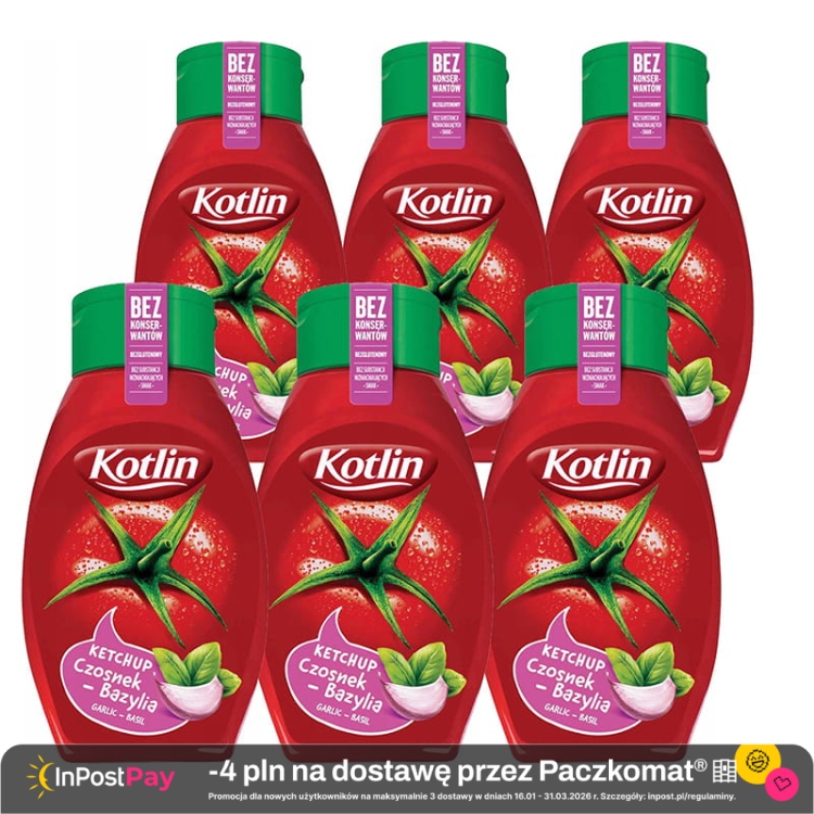 Kotlin Ketchup z czosnkiem i bazylią 450 g x 6 sztuk.jpg