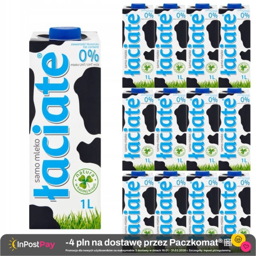 Łaciate Mleko o zawartości tłuszczu 0% 1L x 12 sztuk.jpg