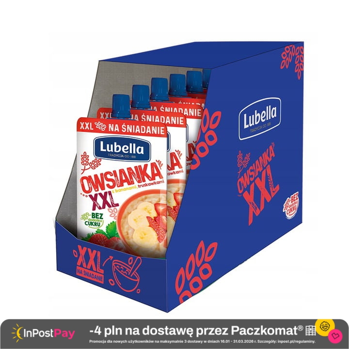 Lubella Owsianka XXL z bananami truskawkami 170 g x 10 sztuk.jpg