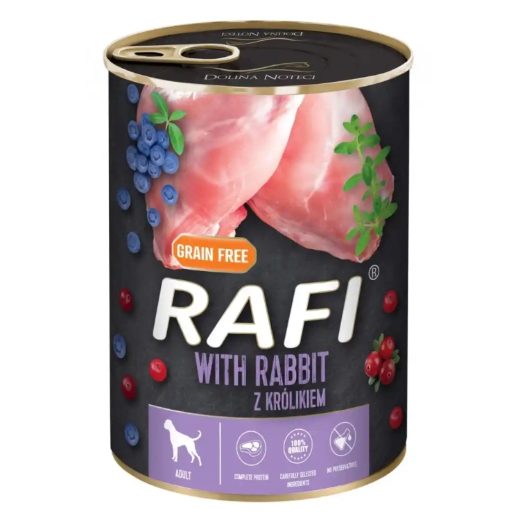 Rafi-Mokra-karma-dla-psów-z-królikiem-z-dodatkiem-borówki-i-żurawiny-400-g.webp