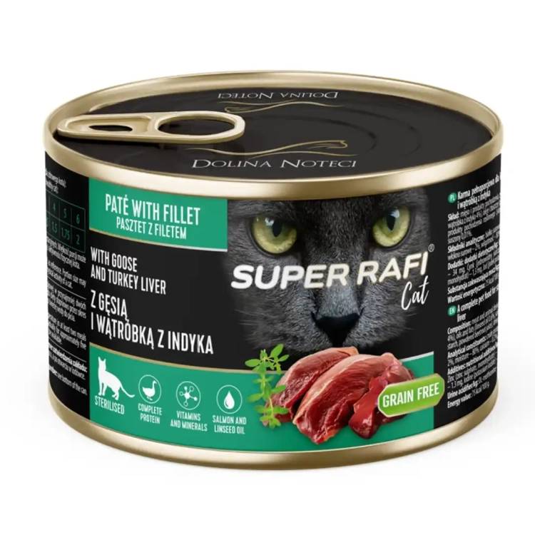 rafi-super-cat-karma-dla-kotow-sterylizowanych-z-gesia-i-watrowka-z-indyka-185g-5902921315544.webp