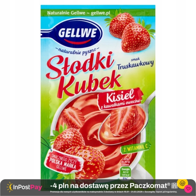 Gellwe Słodki Kubek Kisiel smak truskawkowy 28 g