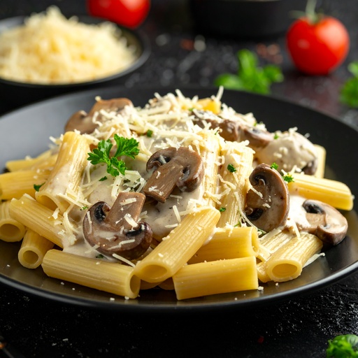 Makaron z pieczarkami