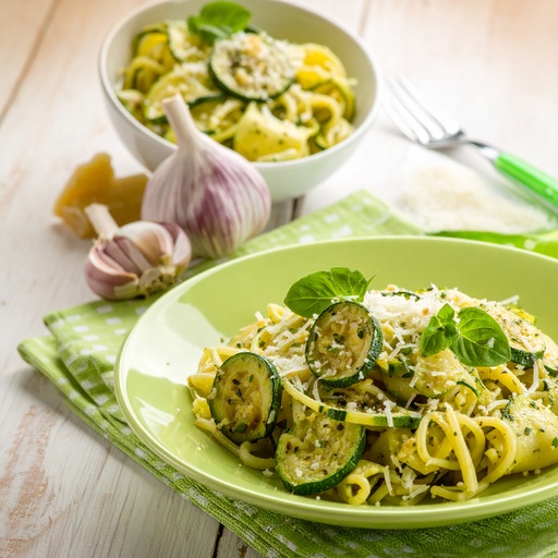 Makaron z cukinią, czosnkiem i parmezanem